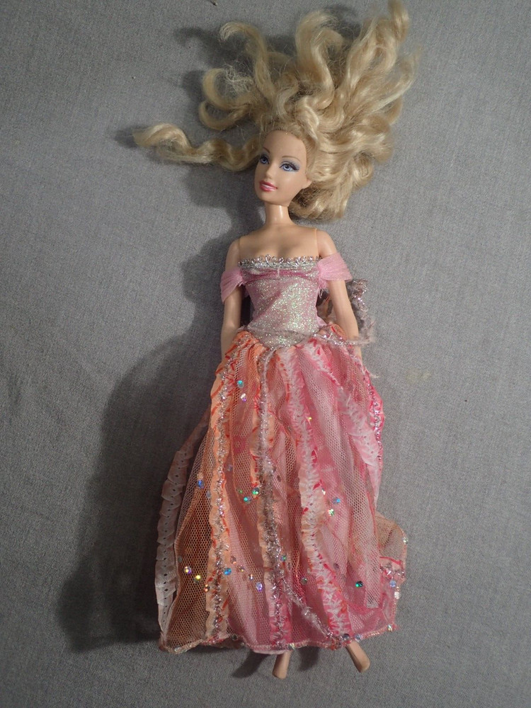 Barbie Glitter Princess Doll Pink Royal Gown Dress Tiara 2007 Mattel