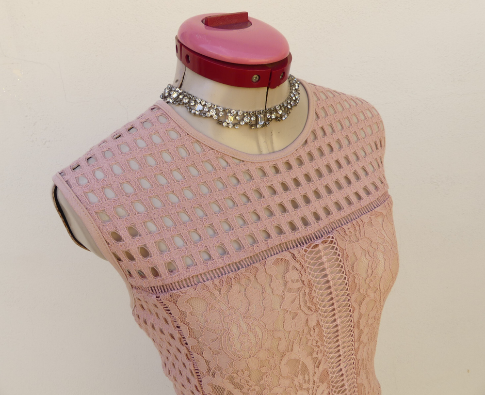 NEXT Blush Pink Lace Sleeveless Party Top UK 22 Aus 22-24 New Lined