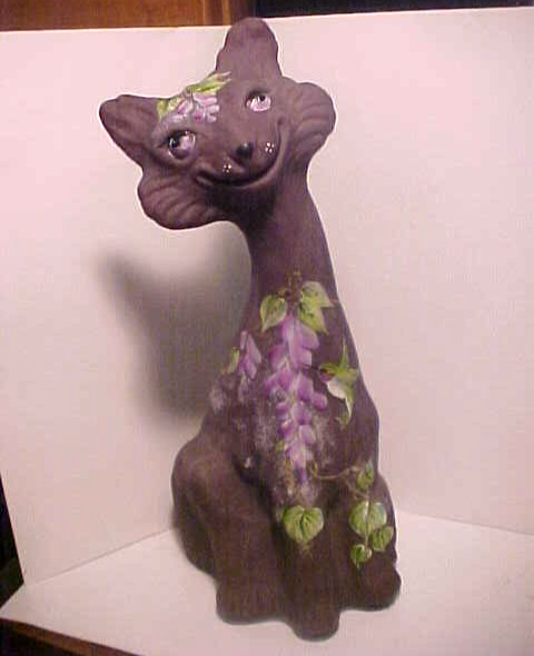 2019 Eggplant Fenton HP Purple Flowers &  Hummingbird Alley Cat Figure # 6 Of 25