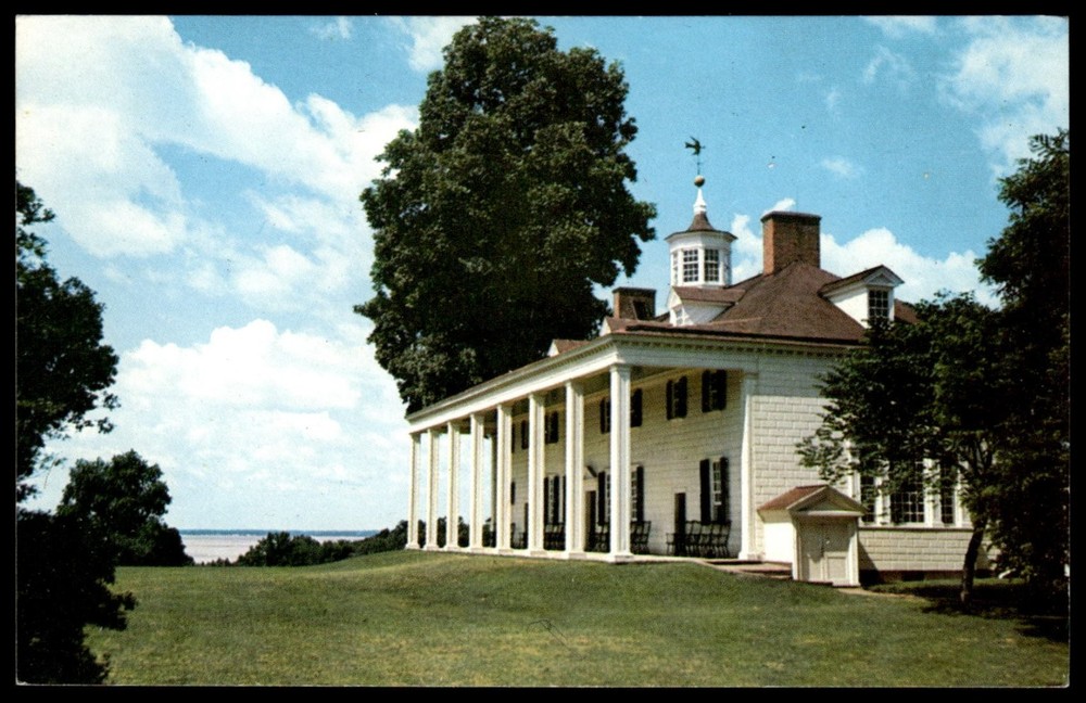 Mount Vernon East Front Kodachrome Postcard George Washington Home