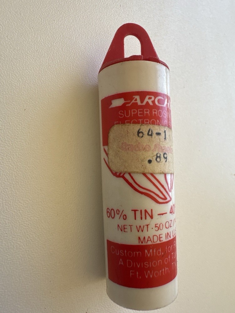 Vintage Archer 60/40 Rosin Core Electronic Solder Radio Shack Tandy USA