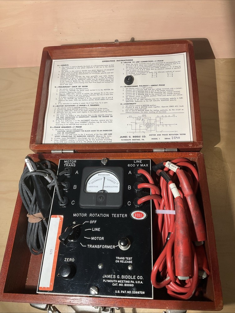 James G Biddle Motor Rotation Tester Cat #80060