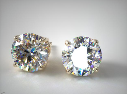 4Ct Simulated Diamond Stud Earrings in Yellow Gold Finish