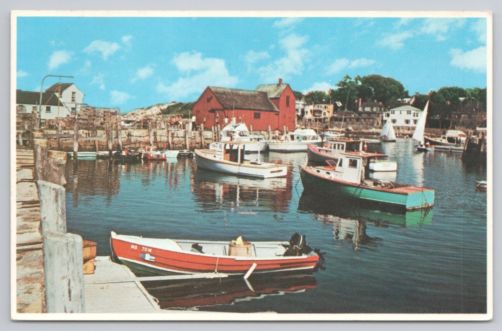 Postcard Rockport Harbor and Motif Number One as seen from Bearskin Neck.