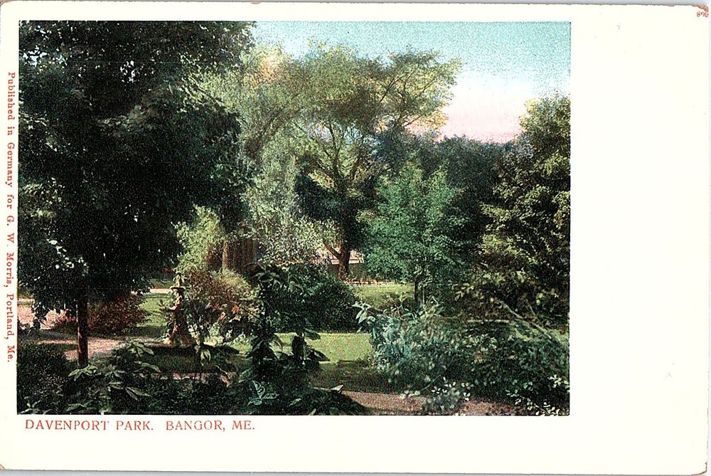 Postcard PARK SCENE Bangor Maine ME m/09 AI5021