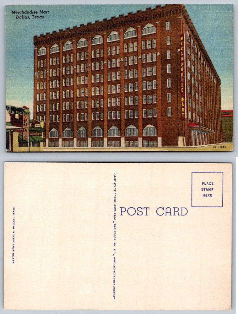 Merchandise Mart Dallas, Texas CT Art-Colortone Postcard Vintage 1940s