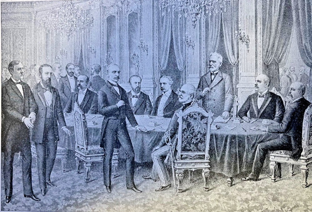 1899 Vintage Magazine Illustration American & Spanish Peace Commissioners