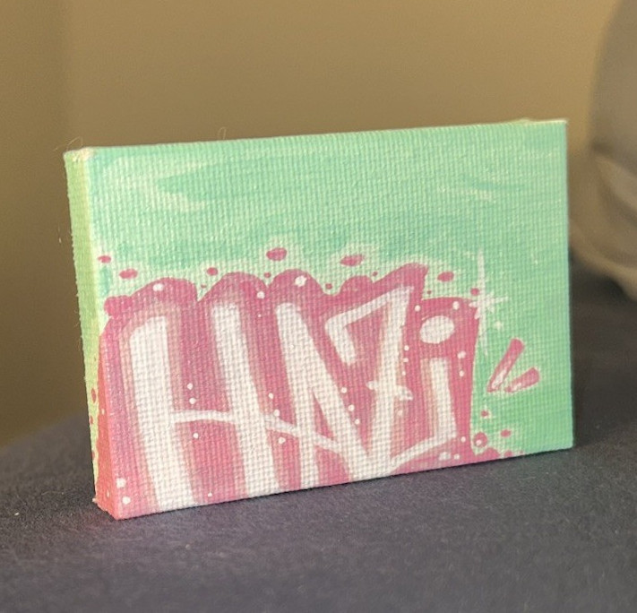 Small Graffiti Art Painting on Canvas, Miniature Abstract, Unframed Single Piece-image