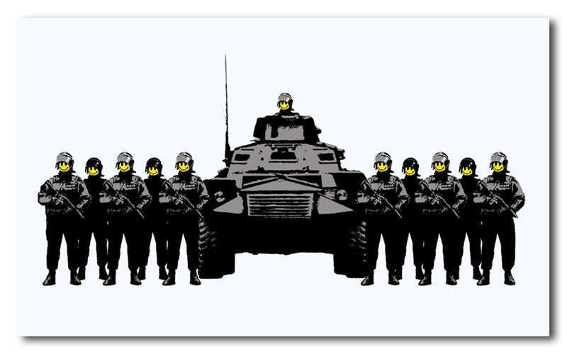 BANKSY Have a Nice Day *FRAMED* CANVAS ART Military Art - 16
