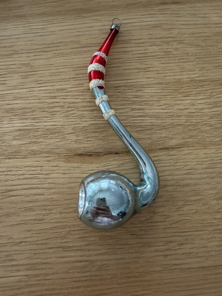 Vintage Czech Glass Pipe Mica Christmas Ornament.