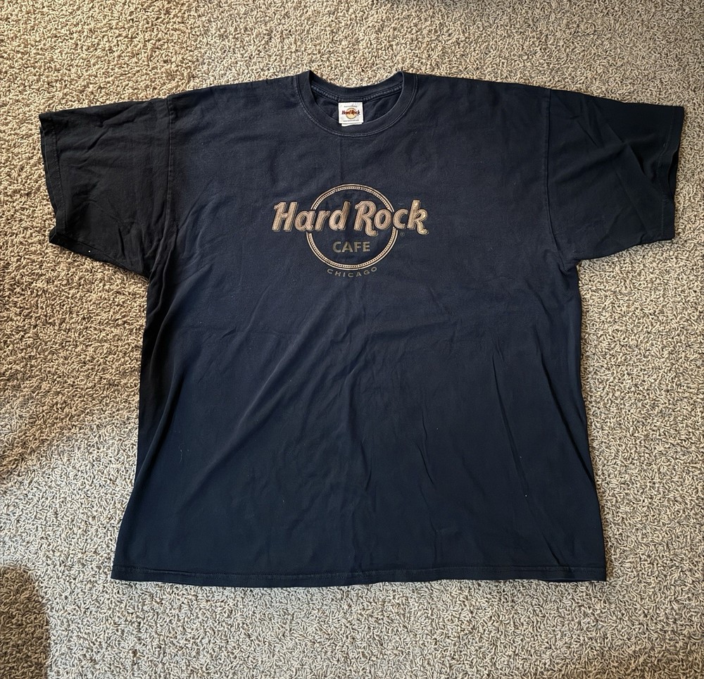 Vintage 90's Hard Rock Cafe T-Shirt Chicago Men's 2XL Tee Black USA