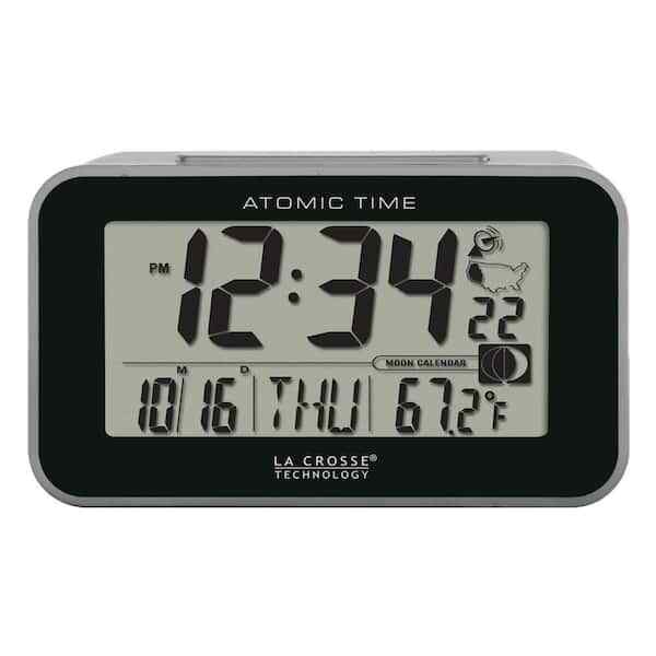 Atomic Digital Table Clock with Temp & Moon Phase Display