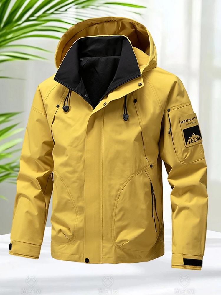 Waterproof Jacket Men Outdoor Softshell Zip Up Hooded Jacket Windbreaker Hiking
