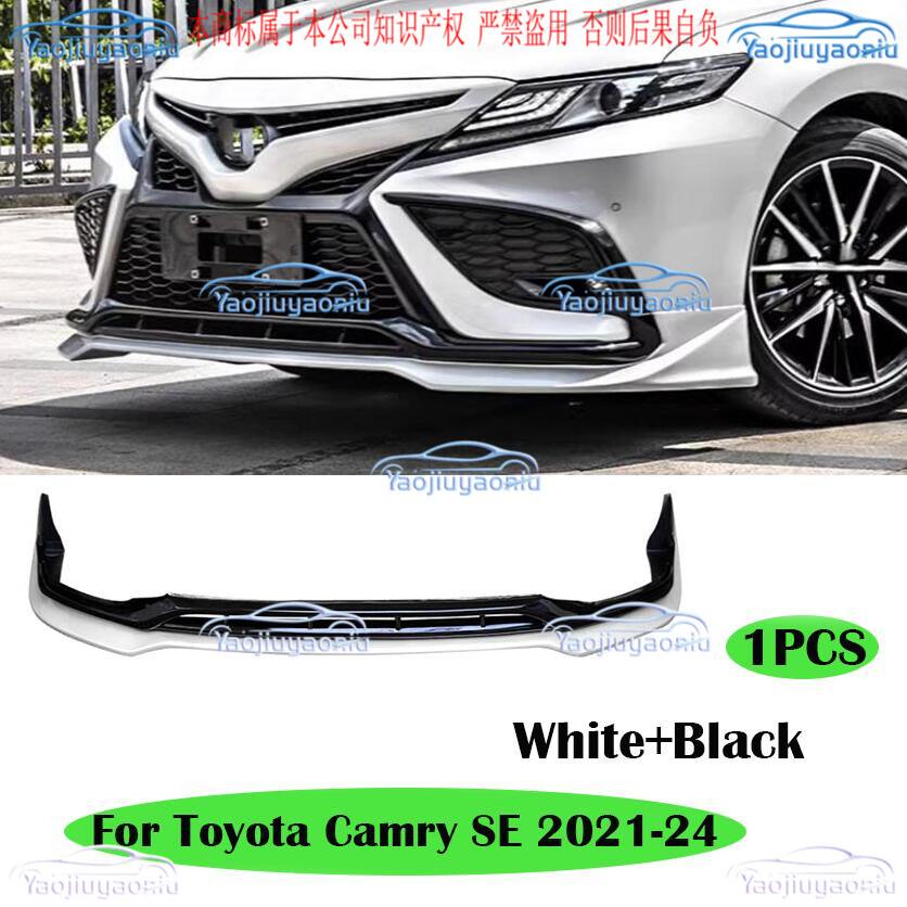 2021-24 Toyota Camry SE White+Black Front Bumper Lip Spoiler Refit Bodykit