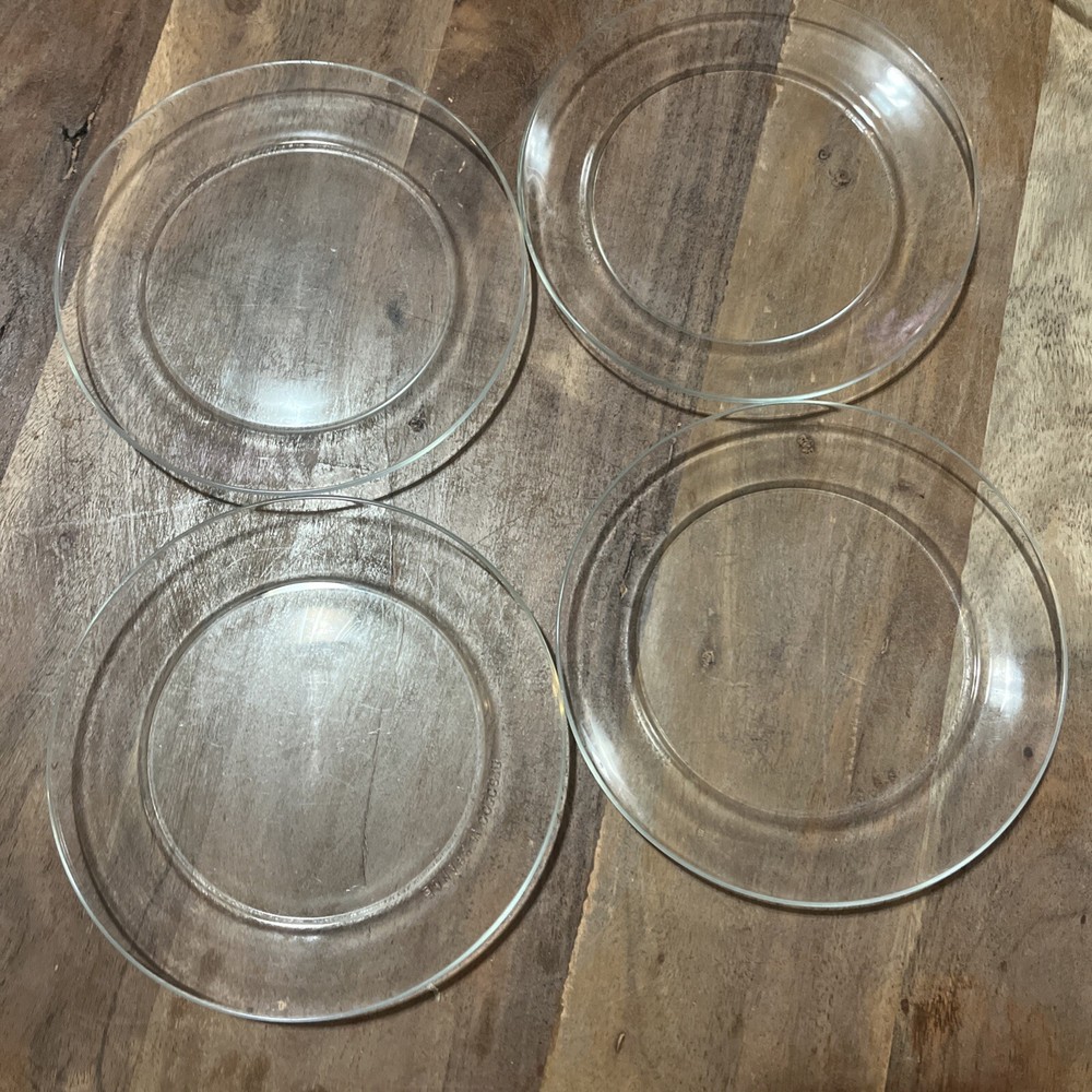 LOT OF 4-Arcoroc France Classique Clear Glass Rimmed Salad Desert Plates 8