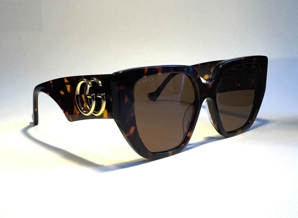 Gucci Large Cat Eye Brown Lenses Tortoise Acetate Sunglasses
