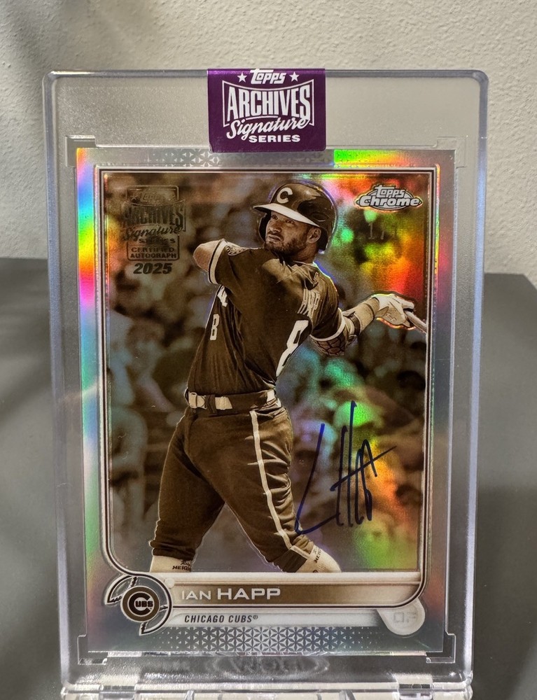 Ian Happ 1/1 Auto Sepia 2025 Topps Archives - Chicago Cubs - Sealed