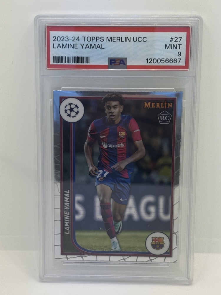 2023-24 Topps Chrome Merlin UEFA Lamine Yamal RC Rookie #27 Barcelona PSA 9