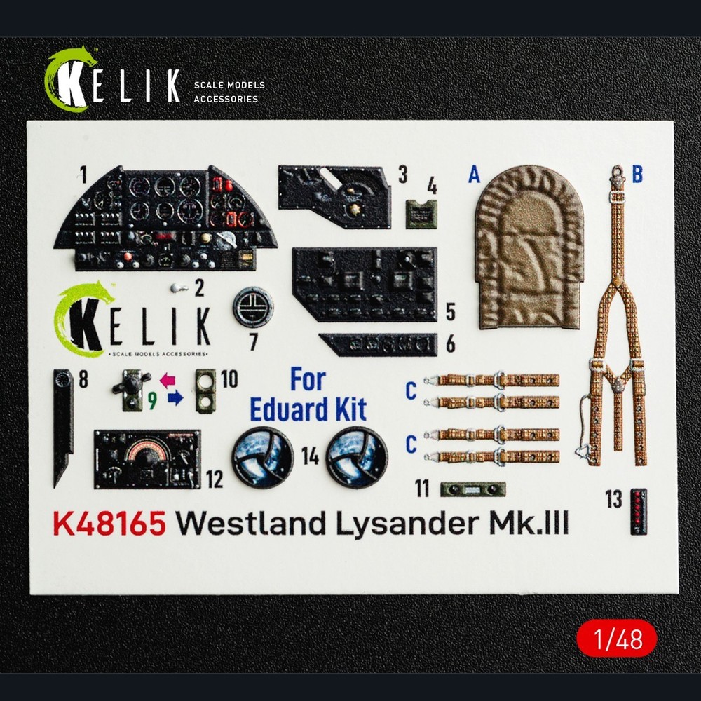 KeliK Westland Lysander Mk.III 3D Interior Decals for Eduard Kit 1/48 K48165