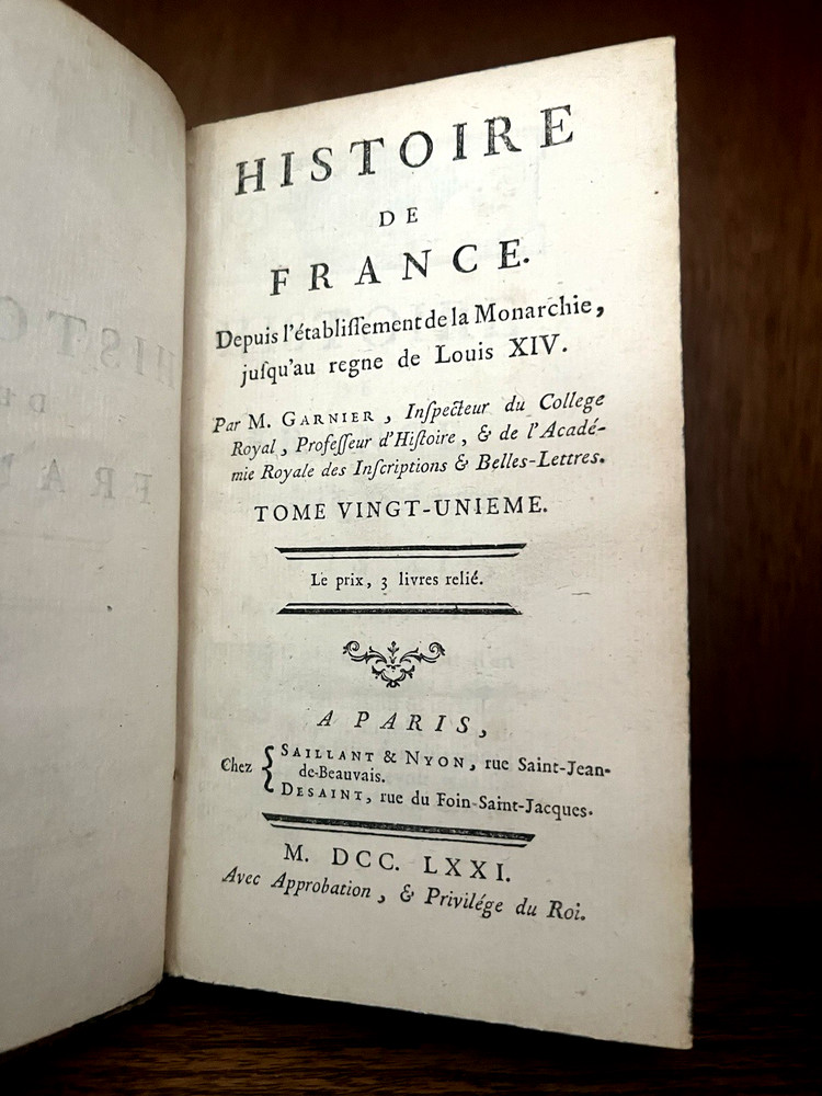 1781 HISTORY OF FRANCE Enlightenment Era Study of Louis XIV Monarchy