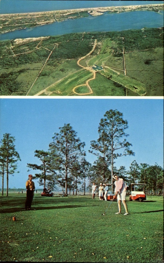 Gulf Shores aerial view and golf course in Alabama ~ vintage multi-view postcard