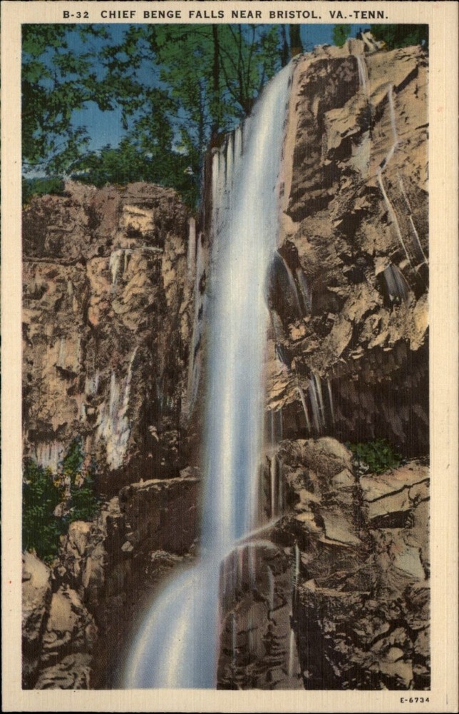 Chief Benge Falls Bristol Virginia vintage postcard a732