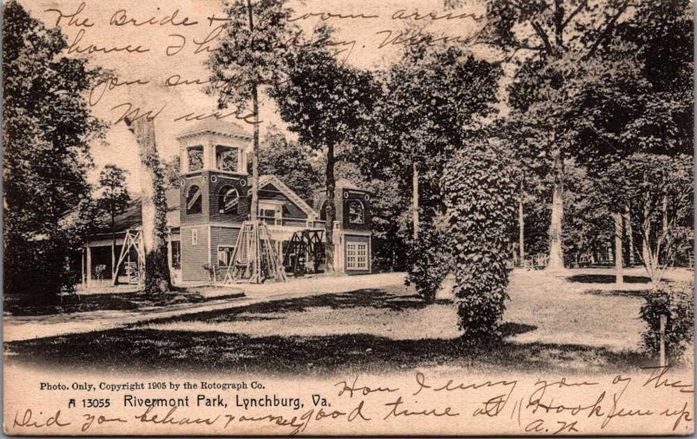 1905 Rivermont Park Lynchburg VA Rotograph Postcard - Unique Park Building