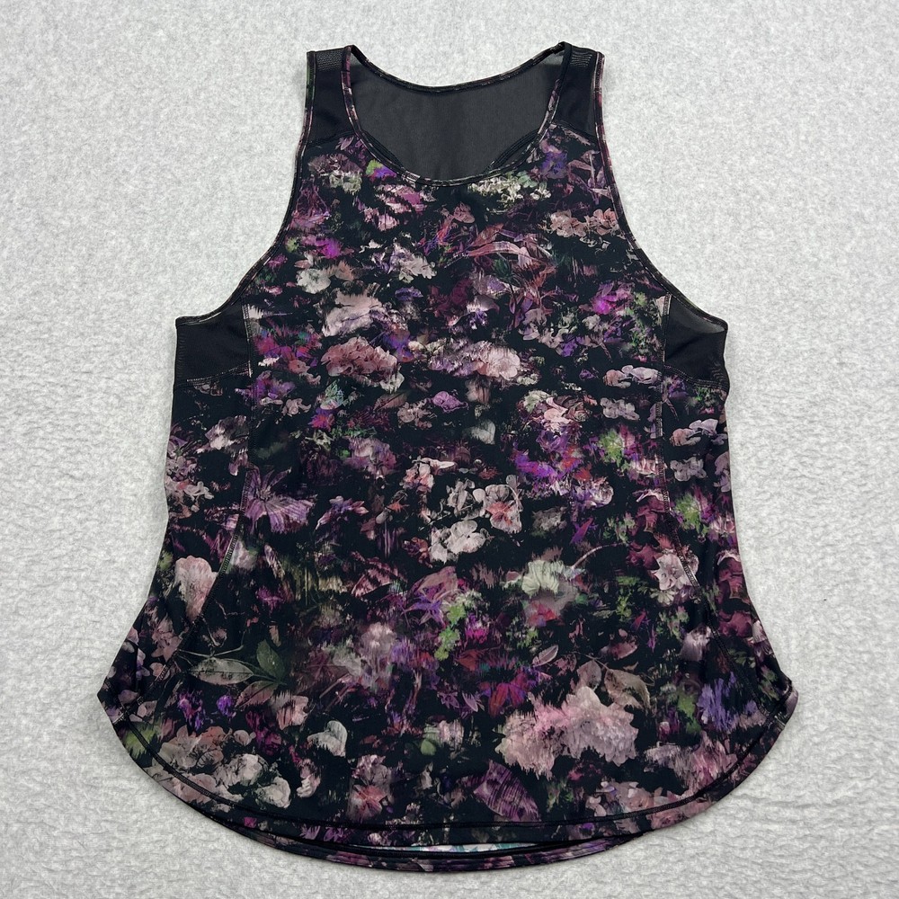 Lululemon Sculpt Tank II Women's 8* Black Floral Multi Back Vent Yoga Top W1BHNS