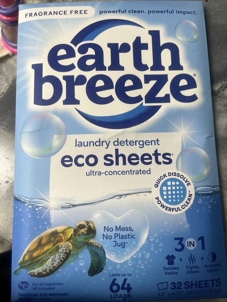 Earth Breeze Laundry Detergent Sheet  Eco Sheets Fresh Scent X10