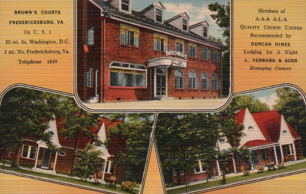 Brown's Courts Fredericksburg Virginia VA -- Old Vintage Standard Linen Postcard