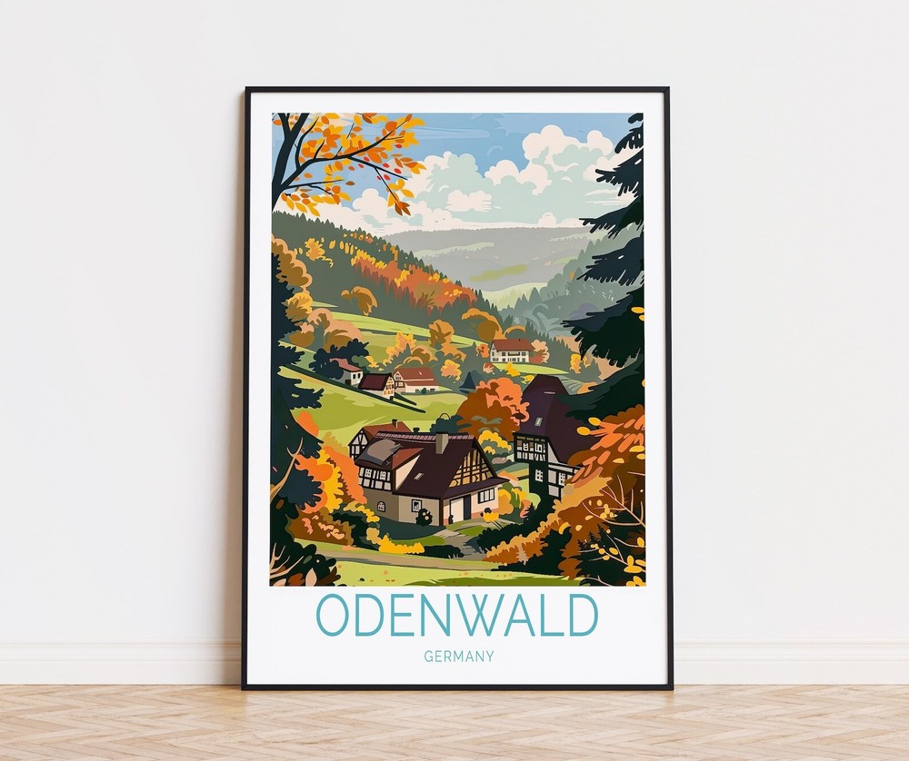 Odenwald Travel Poster Germany City Wall Art Odenwald Germany Poster Odenwald