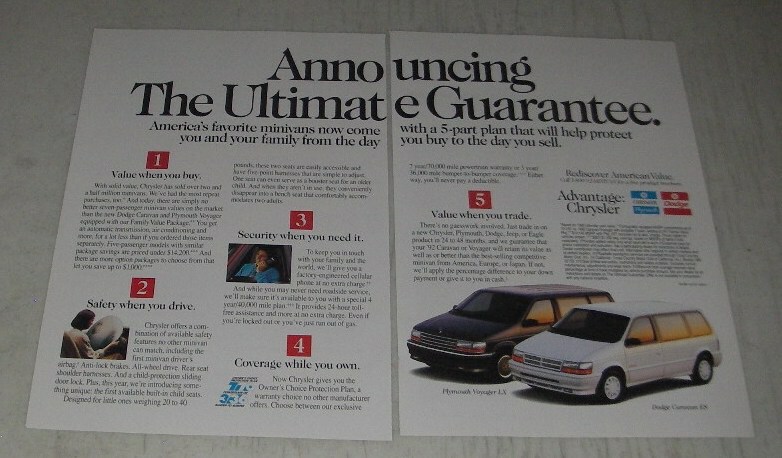 1991 Dodge Caravan ES and Plymouth Voyager LX Ad - Announcing the Ultimate