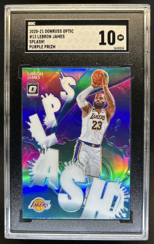 2020-21 Panini Donruss Optic LeBron James Splash! Purple Prizm #13 Lakers SGC 10Consign with us! Sign Up & Get Started @ dcsports87-com