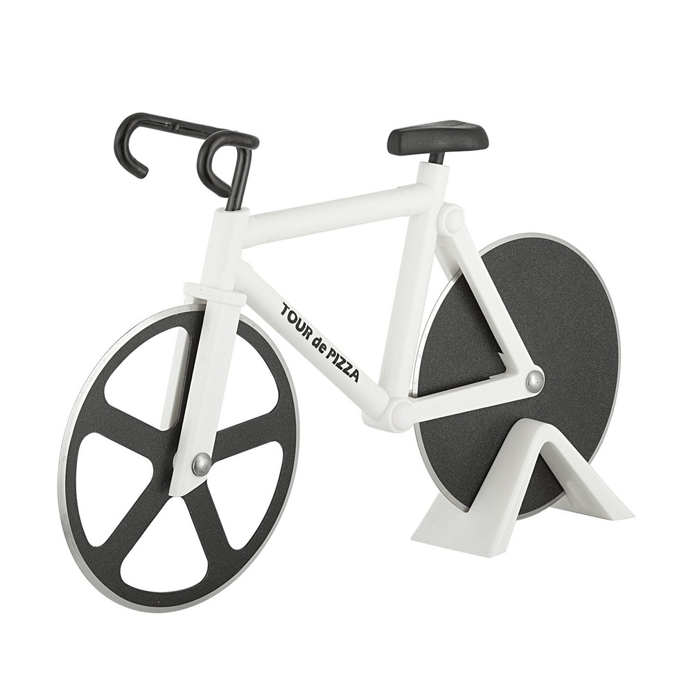 Tour De Pizza Bicycle Pizza Cutter with Dual Stainless Steel Non-Stick Blades