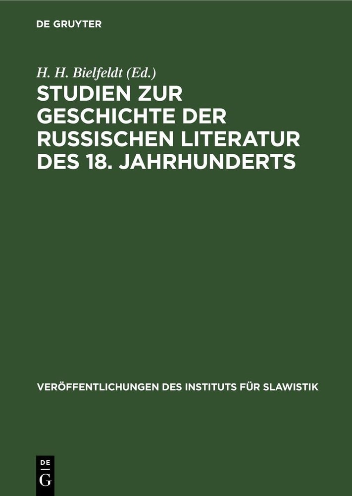 Studien Zur Geschichte Der Russischen Literatur Des 18. Jahrhunderts, (Hardback)