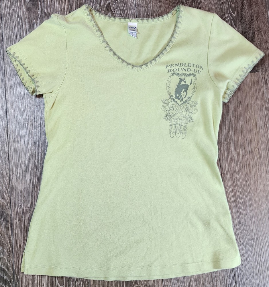 Kavio! Pendleton Round-Up Green Short Sleeve T-Shirt Women's Size Small
