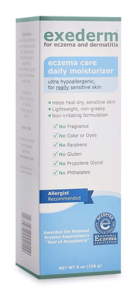 Exederm Intensive Daily Moisturizer 8 Oz for Sensitive Hypoallergenic Skin 2-Pack  