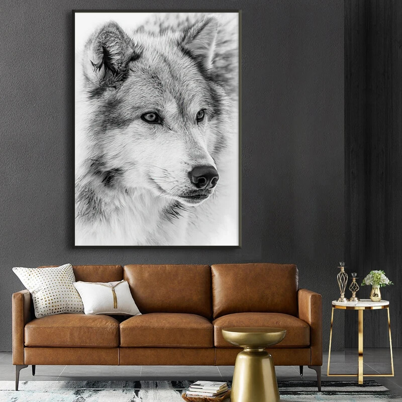 White Wolf Pictures Poster Print Wild Animal Canvas Painting Wolf Wall Art Mural