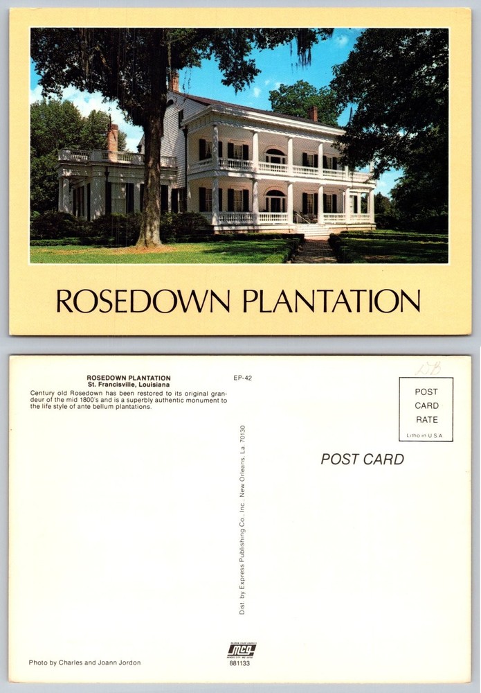 Rosedown Plantation St Francisville LA Antebellum Mansion Postcard