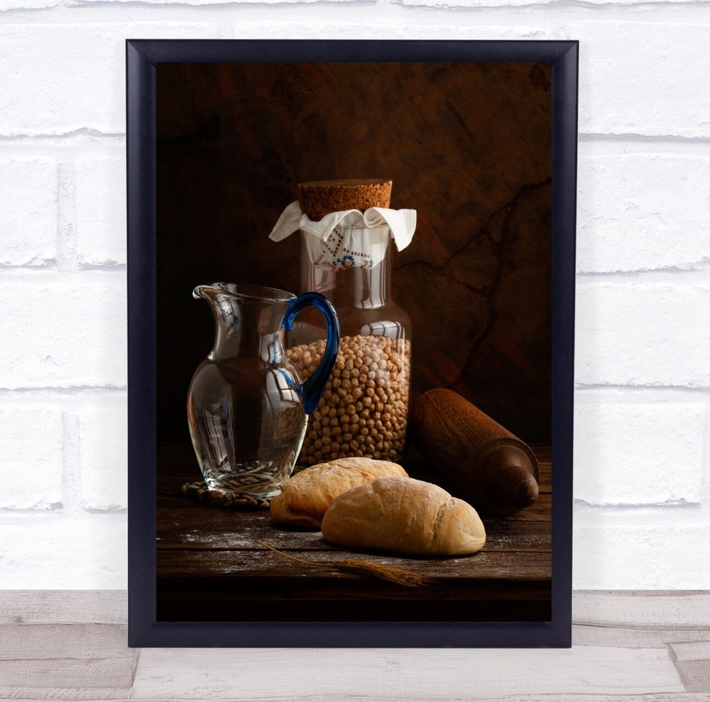 Luizlaercio Still Breads Crystal Jar Chickpea Bodegon Homemade Wall Art Print