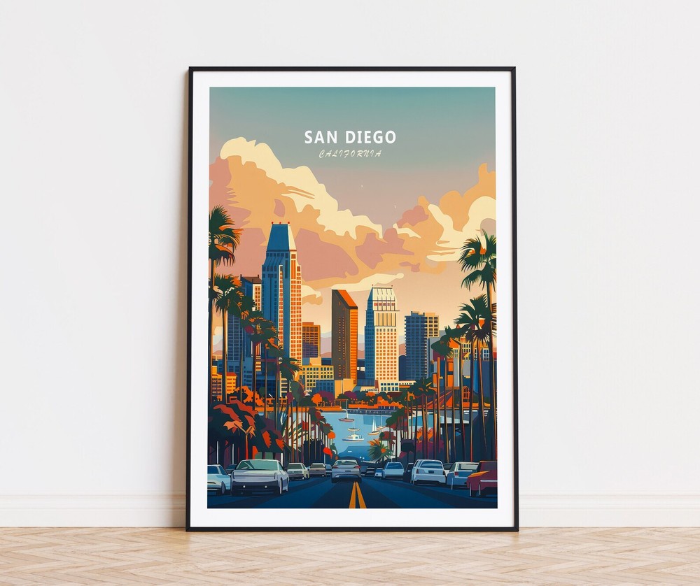 San Diego California Travel Poster California Wall Art Custom Travel Poster