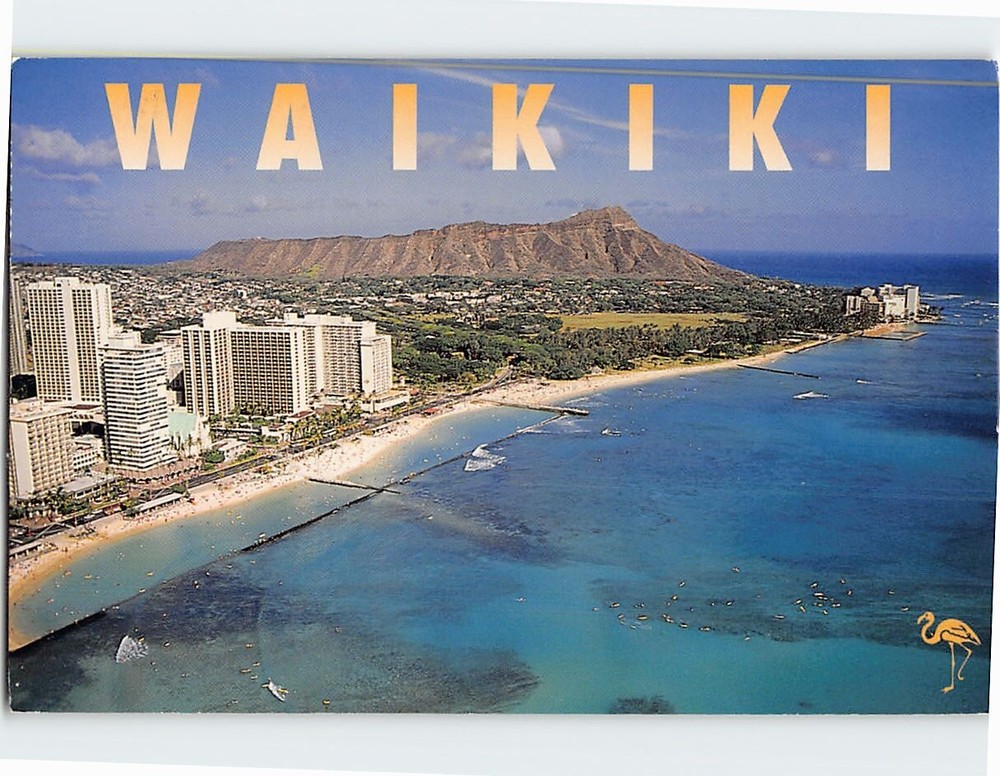 Postcard Aerial View Waikiki Beach Honolulu Hawaii USA