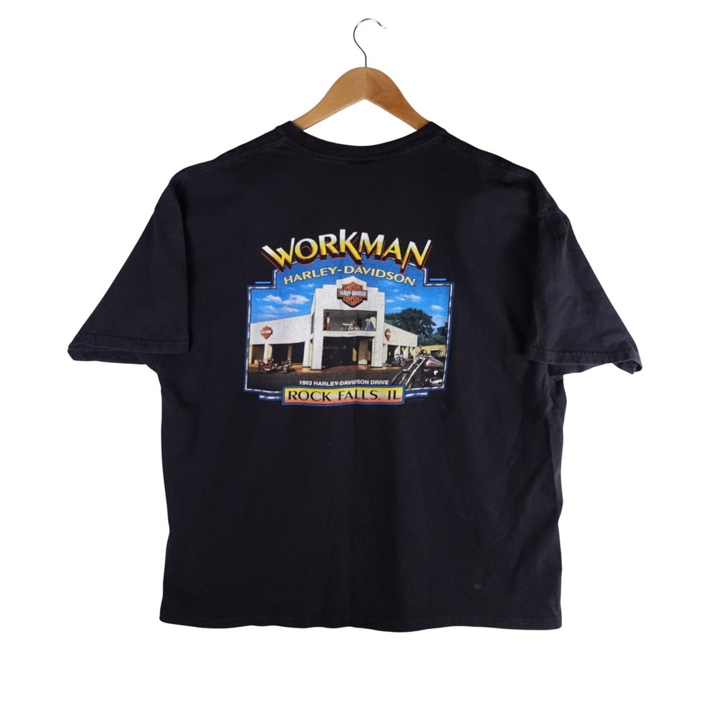 Harley-Davidson Workman Rock Falls IL Smoke Em Graphic T-Shirt Black Mens 2XL