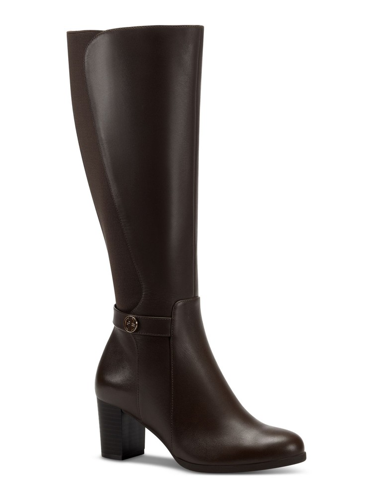 GIANI BERNINI Womens Brown Mia Toe Block Heel Leather Riding Boot 9.5 M