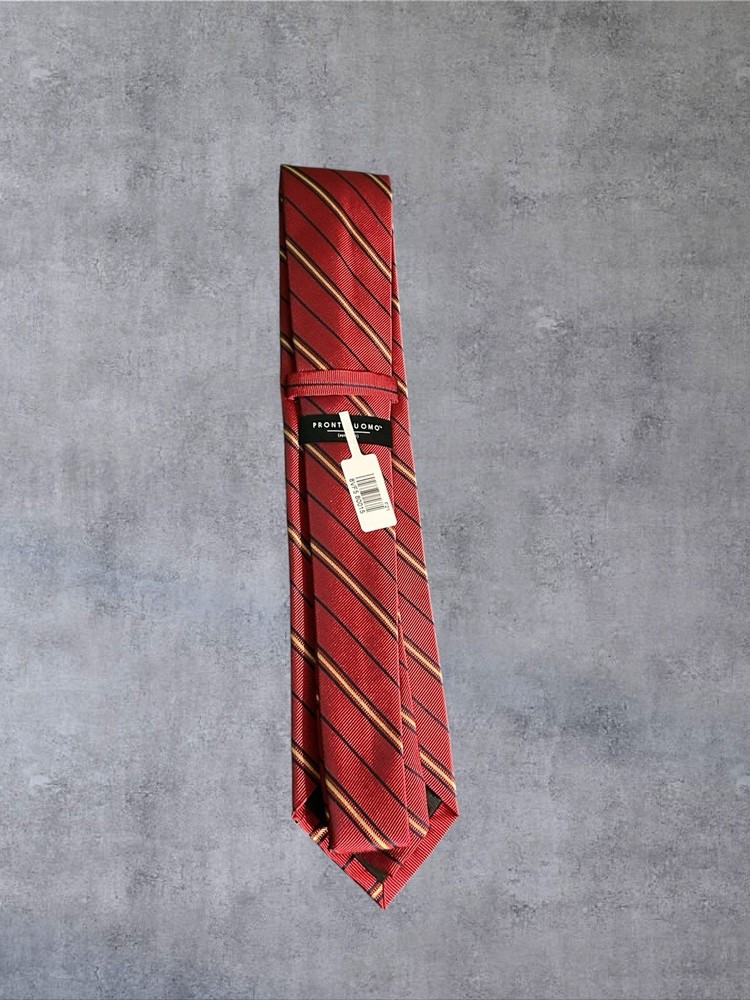 PRONTO UOMO 100% Silk Tie Striped Pattern Necktie Color Red & Blue NWT