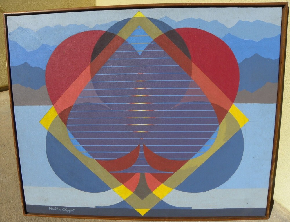 Abstract Op Art Hard Edge Modern Painting Striking and Signed Contemporary Piece-image