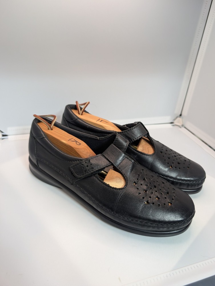 SAS Willow EZ Strap Mary Jane Walking Shoe 8 M Black Leather