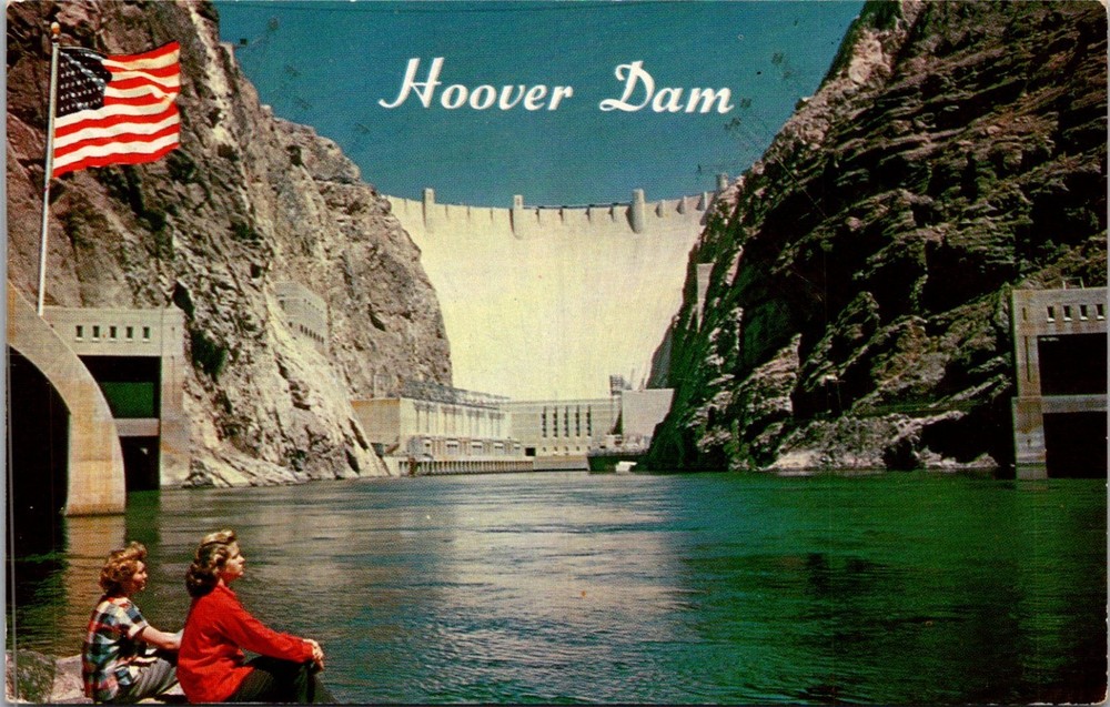 Arizona AZ Nevada NV Boulder City Hoover Dam Postcard Old Vintage Card View Post
