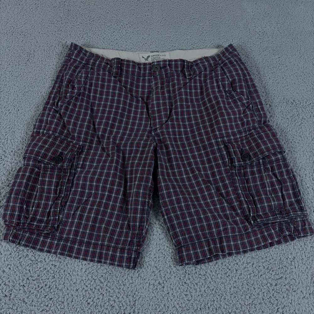 VINTAGE American Eagle Shorts Mens 36 Red Plaid Cargo 10
