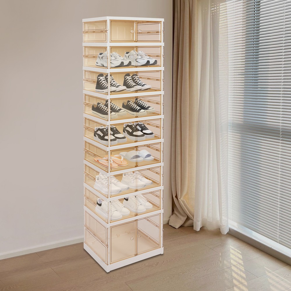 Portable Folding Shoe Organizer Cabinet for Entryway Storage